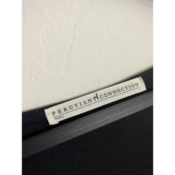 Peruvian Connection L Flowy Tank Tops Lot of 2 Black & Blue V Neck Swing Shirts - Picture 4 of 13